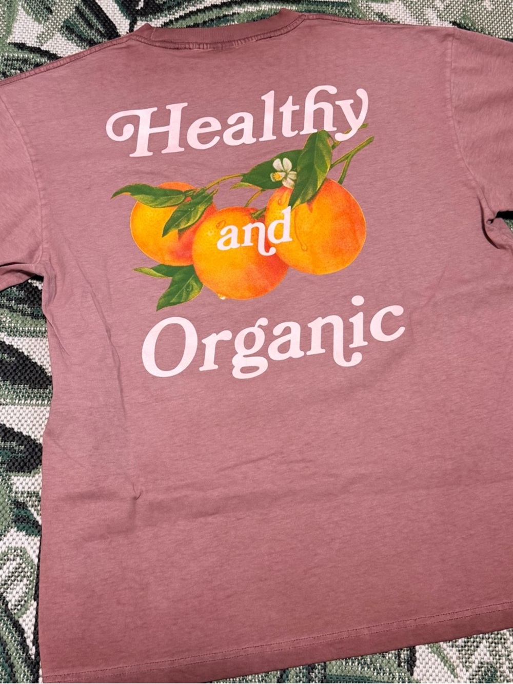 Larry June Midnight Organic Healthy & Organic Peach Graphic Tee Acid Wash Pink L